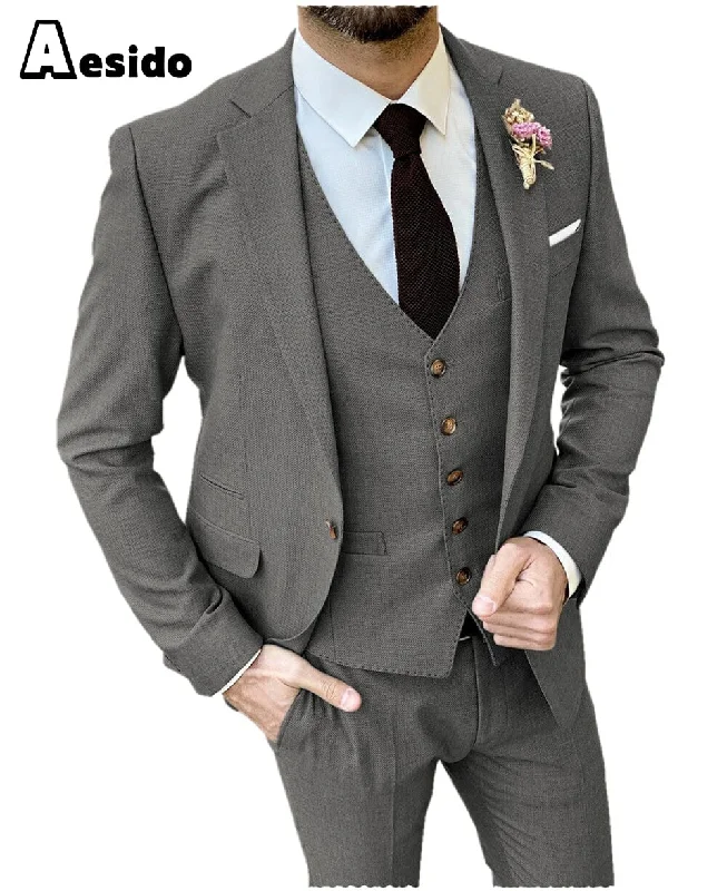 men's slim fit formal tuxedo suits -Men's Suit 3 Pieces Double Buttons Notch Lapel Jacket  (Blazer+Vest+Pants)