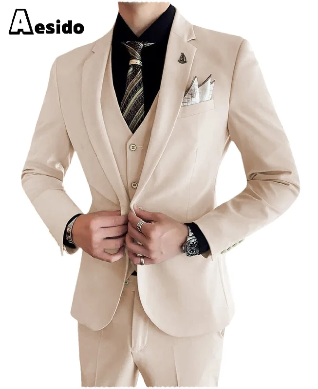 men's wedding suit with dress shirt -Men's Suit 3 Pieces Notch Lapel Single Buttons Jacket (Blazer+vest+Pants)