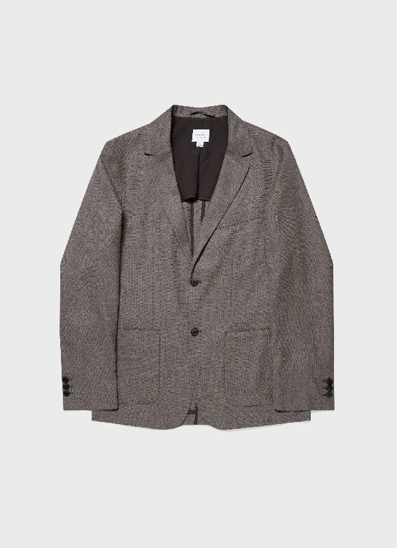 men's wool suit jacket with vest -Men's Travel Wool Blazer in Dark Stone Melange