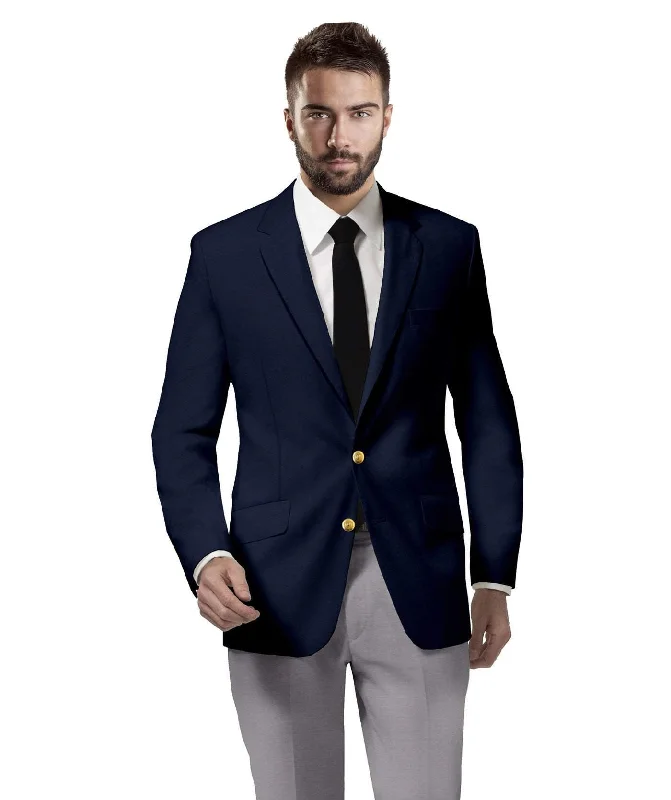 men's business grey tuxedo jacket -Navy Blue Blazer