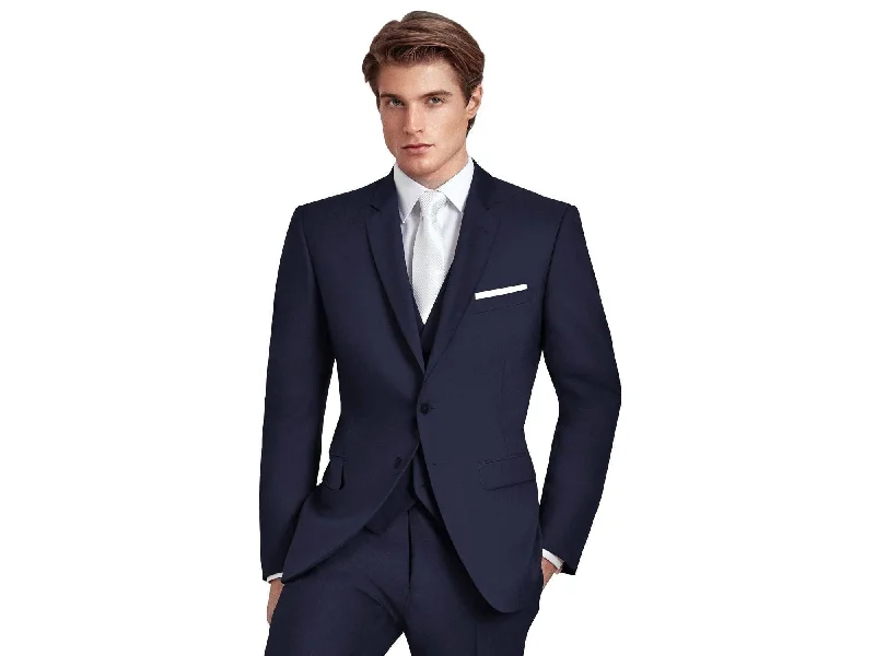 men's slim fit tuxedo for business meetings -Navy Blue Suit Rental