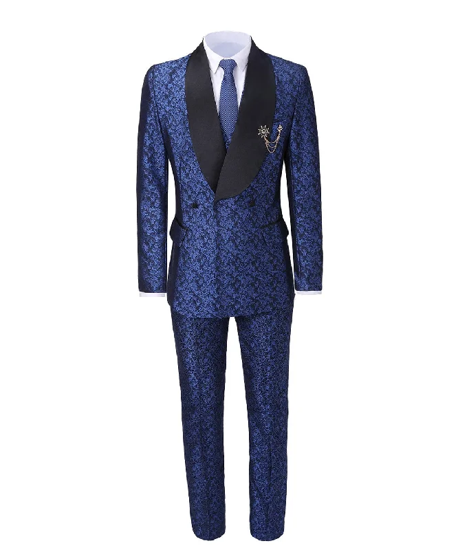 men's custom fit tuxedo jacket -Patterned Shawl Lapel 3 Pieces Mens Suit Tuxedos (Blazer+vest+Pants)