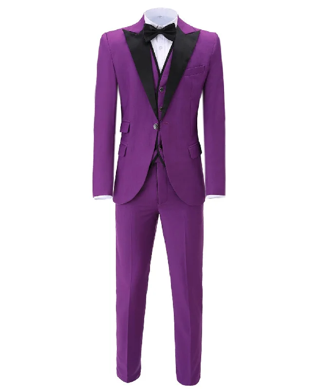 men's black tie business suit -Peak Lapel 3 Pieces Mens Suit For Wedding (Blazer+vest+Pants)