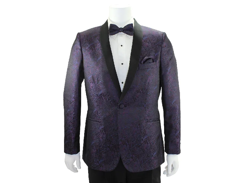 men's tailored tuxedo jacket sale -Plum Aria Paisley Shawl lapel Dinner Jacket Tuxedo Rental