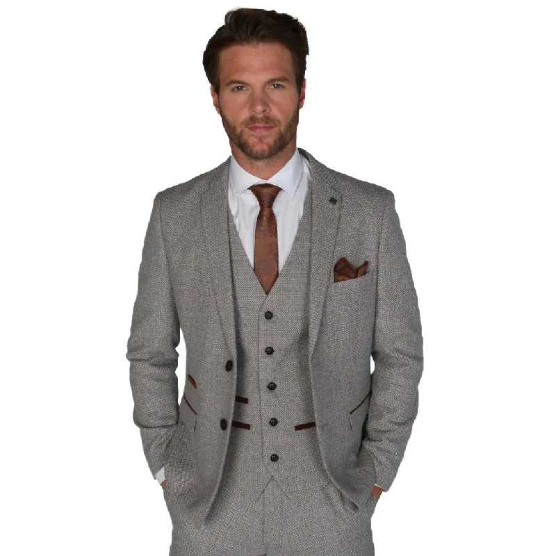 men's navy tuxedo with vest for wedding -Ralph - Men's Classic Cream Tweed Blazer