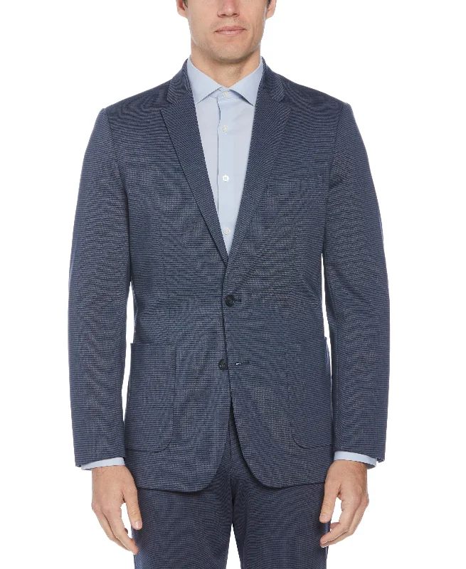 men's classic wool tuxedo -Slim Fit Microgrid Knit Suit Jacket