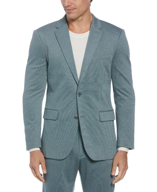 men's custom tuxedo jackets -Slim Fit Two Tone Smart Knit Suit Jacket