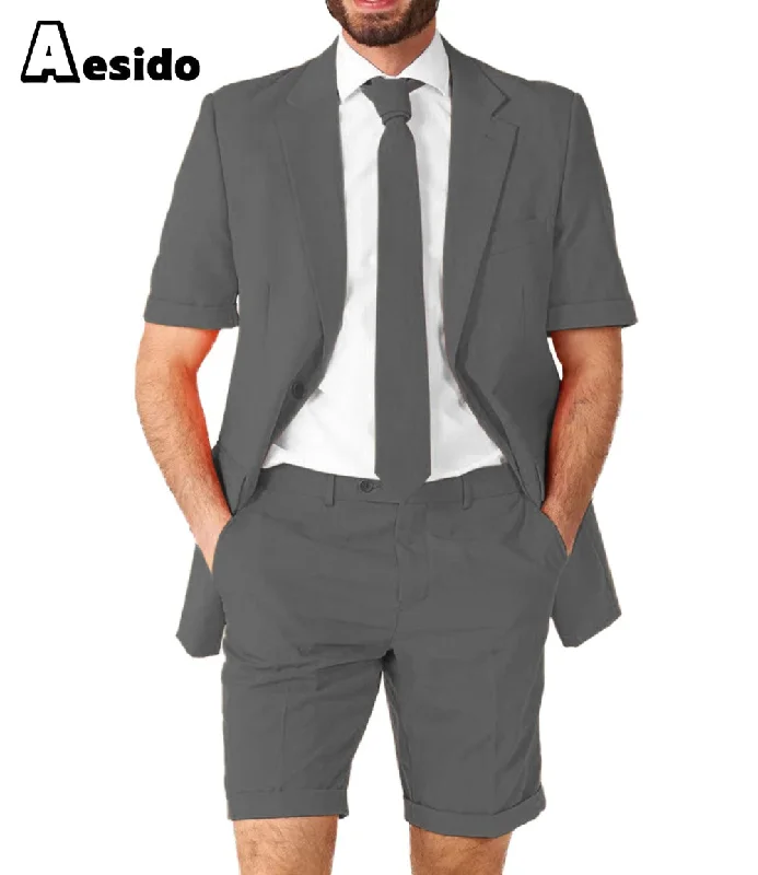 men's tailored tuxedo pants sale -Summer Notch Lapel Leisure Suit For Men (Blazer+Shorts)