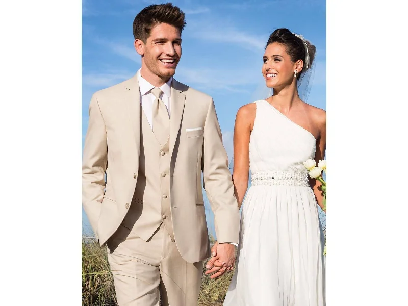 men's summer tuxedo with satin lapel -Tan Suit Rental