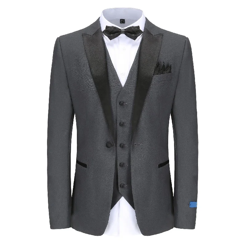 men's dark grey tuxedo for wedding -GINO VITALE-TUXEDO -TX500-CHARCOAL