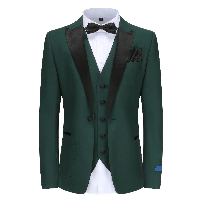 men's three-piece wool suit -GINO VITALE-TUXEDO-TX500-HUNTER GREEN