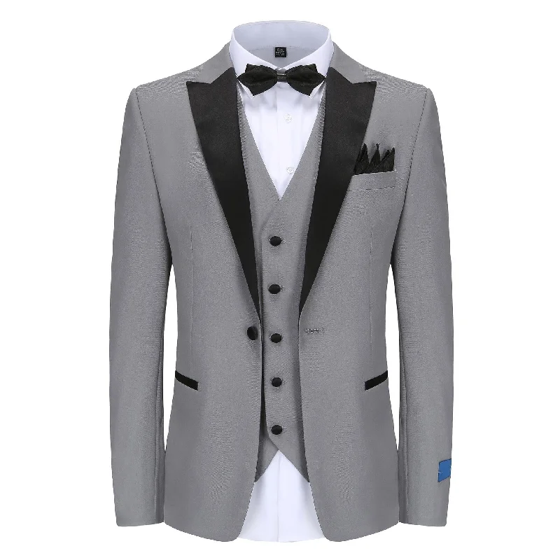 men's double breasted navy suit -GINO VITALE-TUXEDO -TX500-LIGHT GREY