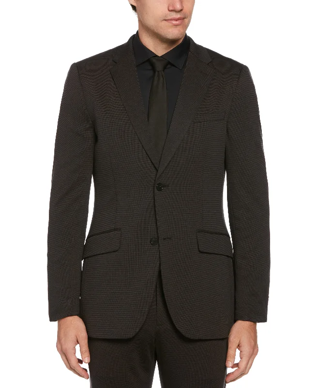 men's navy wool suit -Very Slim Fit Neat Knit Suit Jacket