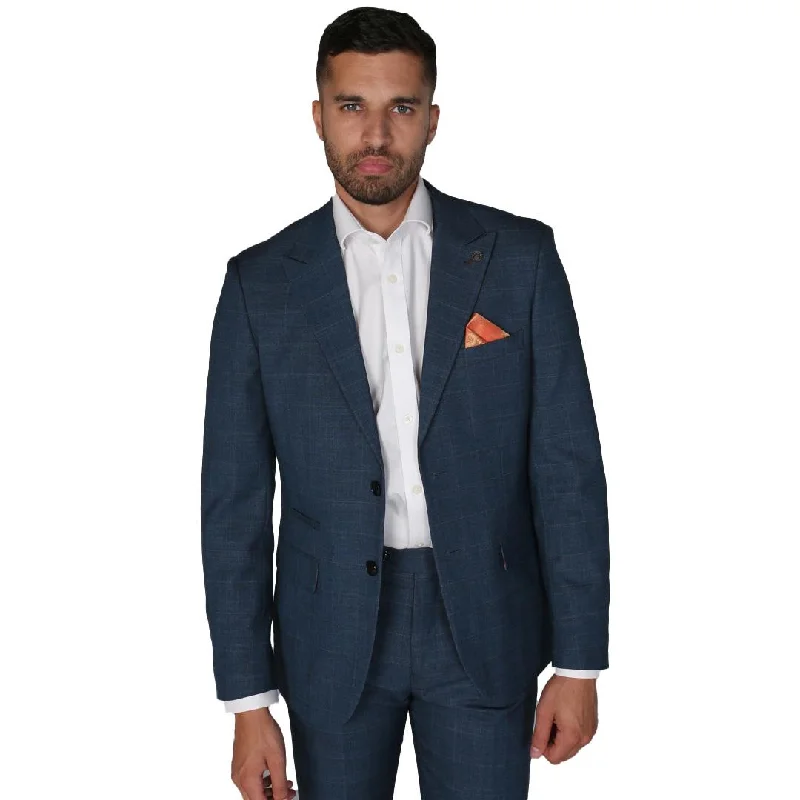 men's elegant grey suit for business -Viceroy - Men's Blue Check Blazer Classic Formal