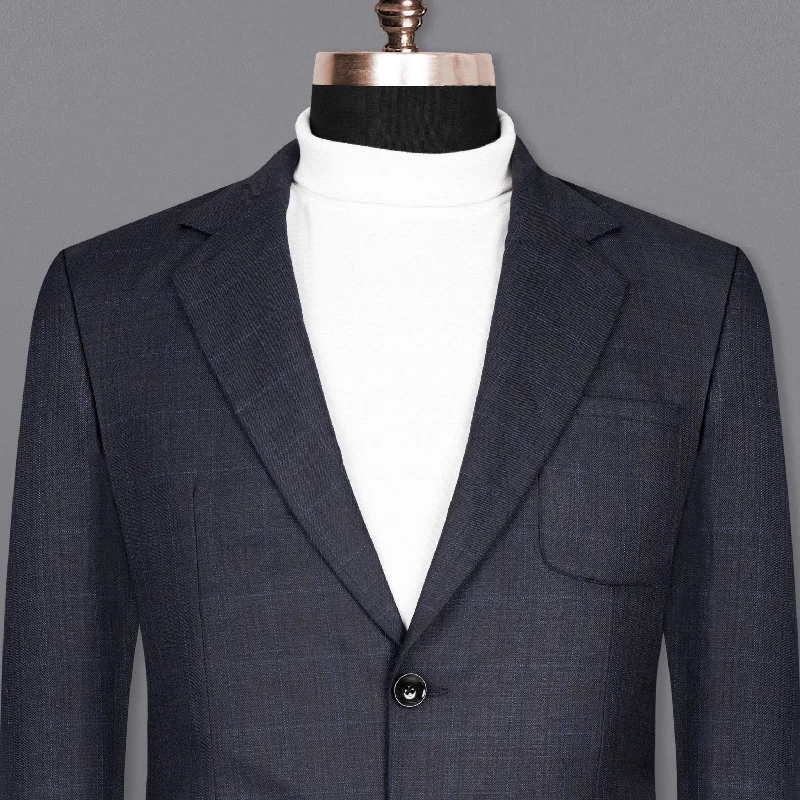 men's light grey wool tuxedo -Vulcan Navy Wool Rich Sports Blazer