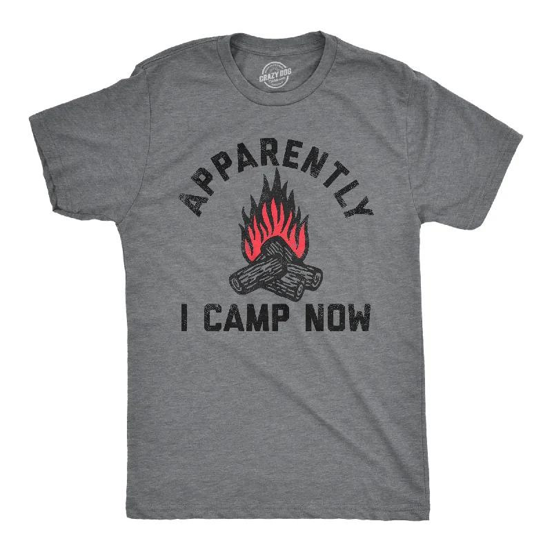 men's shirts with thick, durable fabric-Apparently I Camp Now Men's T Shirt