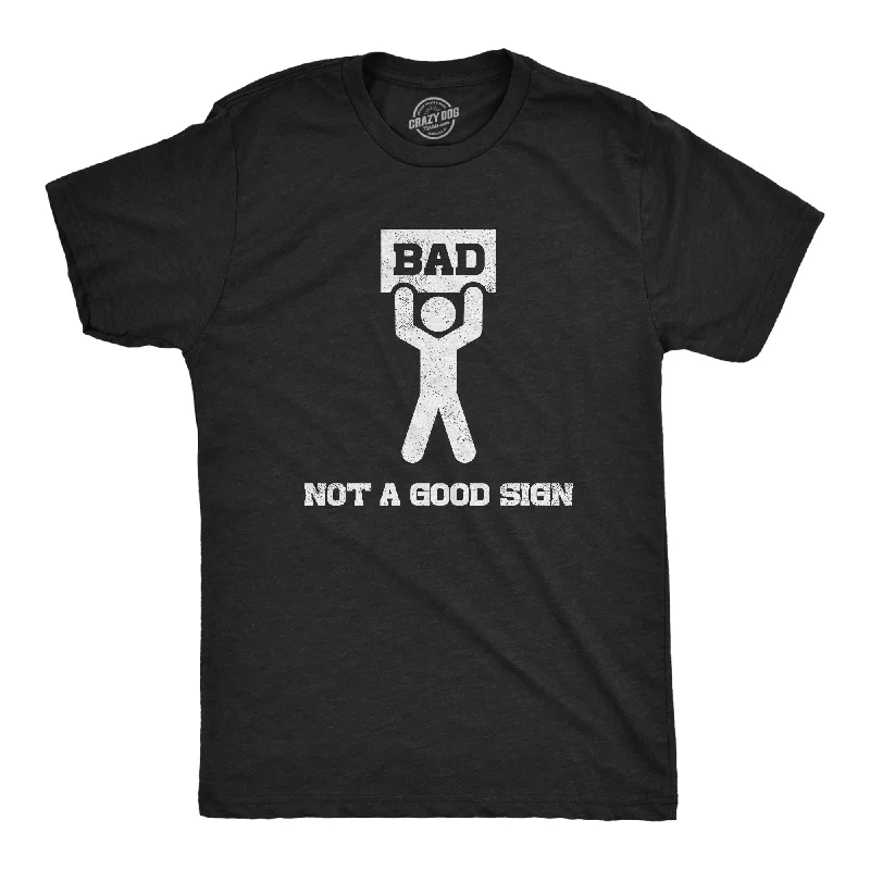 men's lightweight summer button-up shirts-Bad Sign Men's T Shirt