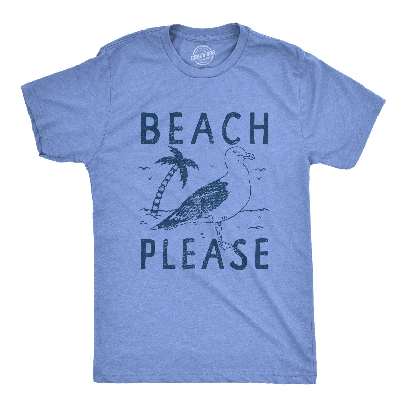 men's oversized casual shirts-Beach Please Men's T Shirt