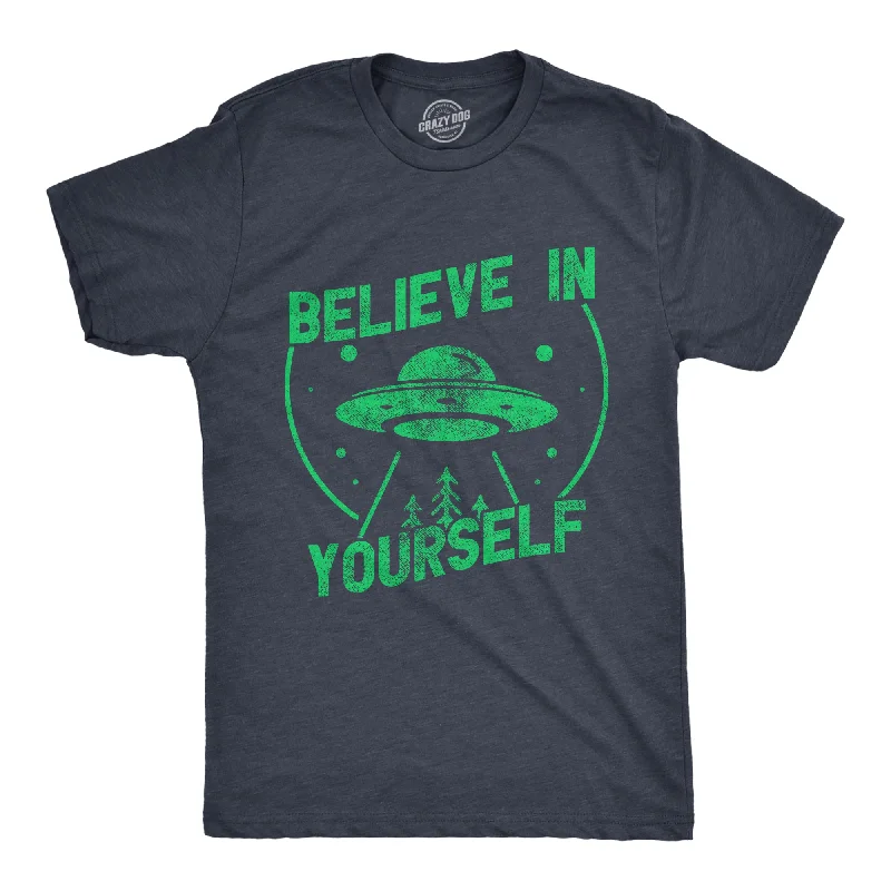 men's casual shirts for travel-Believe In Yourself UFO Men's T Shirt