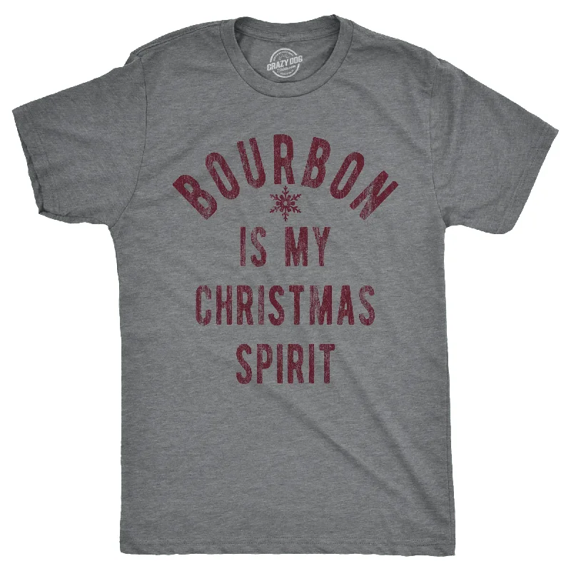 men's casual shirts with vibrant prints-Bourbon Is My Christmas Spirit Men's T Shirt