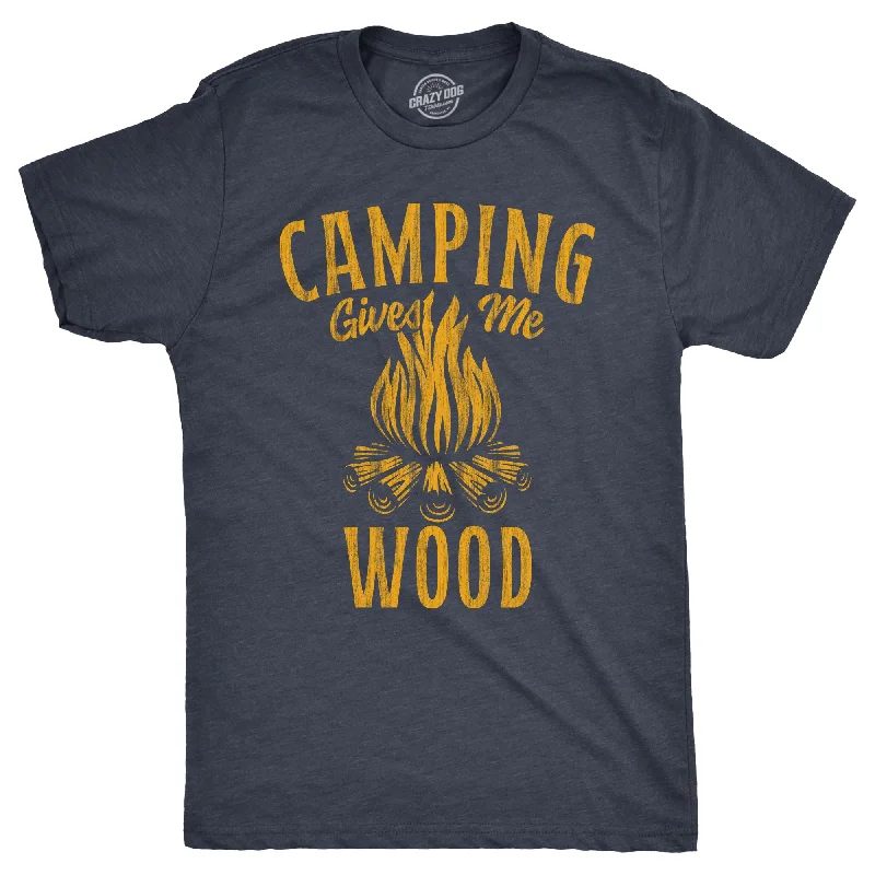 men's lightweight summer button-up shirts-Camping Gives Me Wood Men's T Shirt