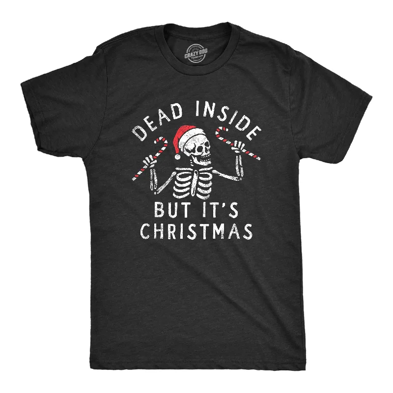 men's casual plaid button-down shirts-Dead Inside But Its Christmas Men's T Shirt