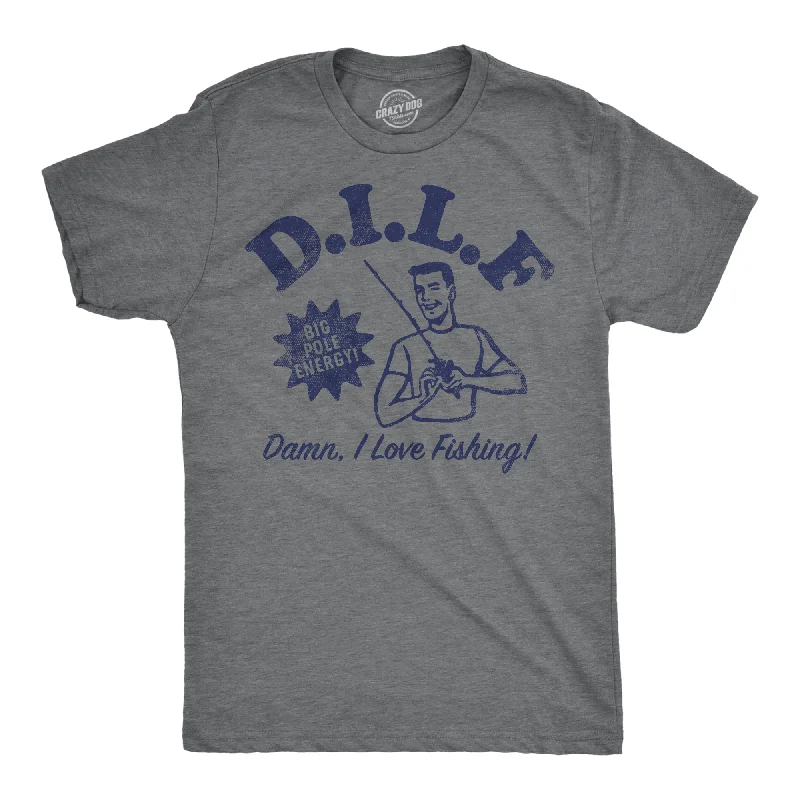 men's shirts with custom designs-DILF Damn I Love Fishing Men's T Shirt