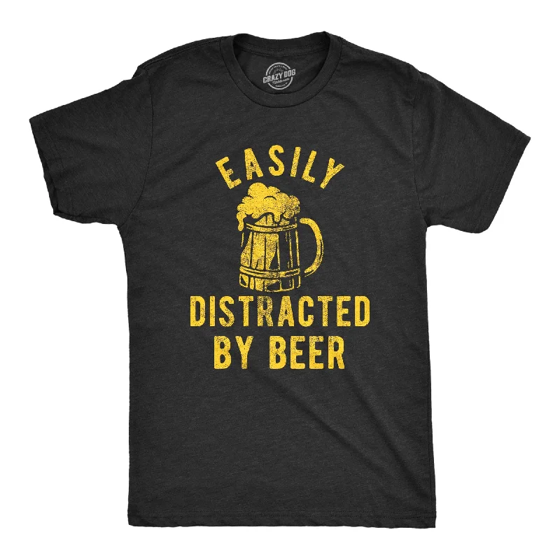 men's classic shirts for daily wear-Easily Distracted By Beer Men's T Shirt