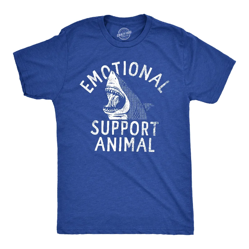 men's button-up shirts with plain designs-Emotional Support Animal Shark Men's T Shirt