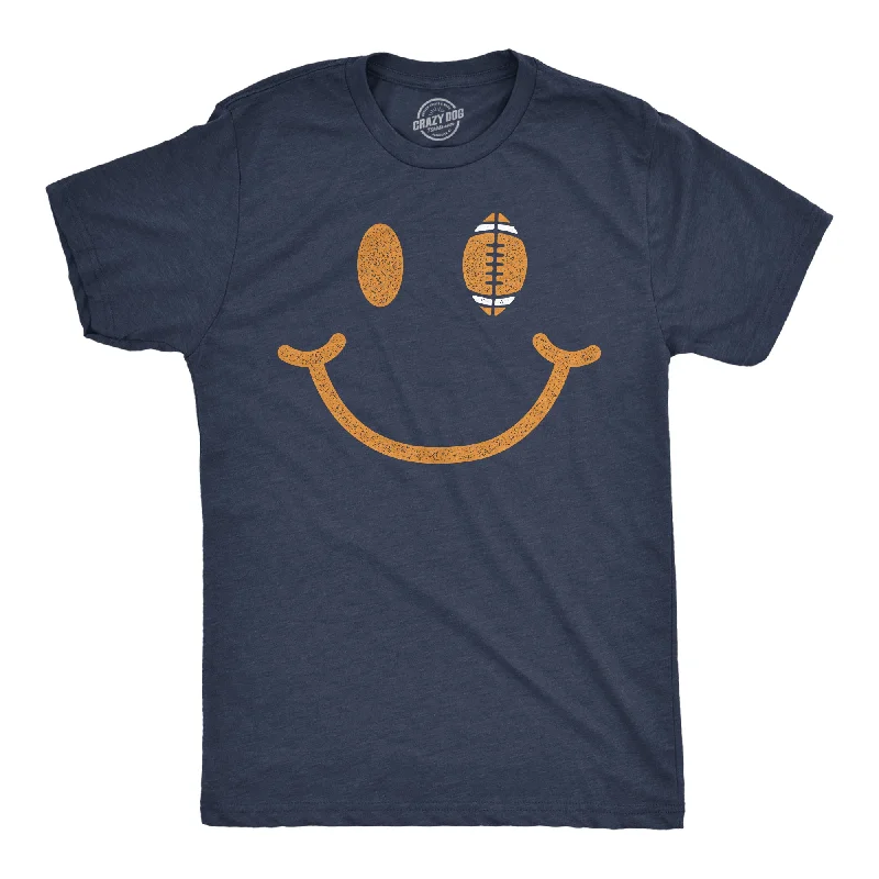 men's shirts with minimalistic designs-Football Smiling Face Men's T Shirt