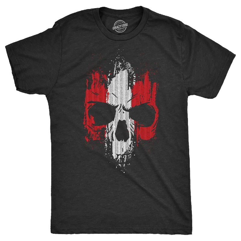 men's shirts for business events-Grunge Striped Skull Men's T Shirt