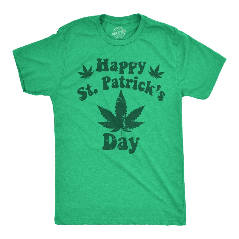 men's office button-up shirts-Happy Saint Patricks Day Weed Men's T Shirt