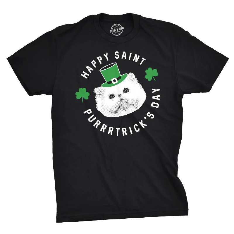 men's shirts with unique patterns-Happy St. Purrtrick's Day Men's T Shirt