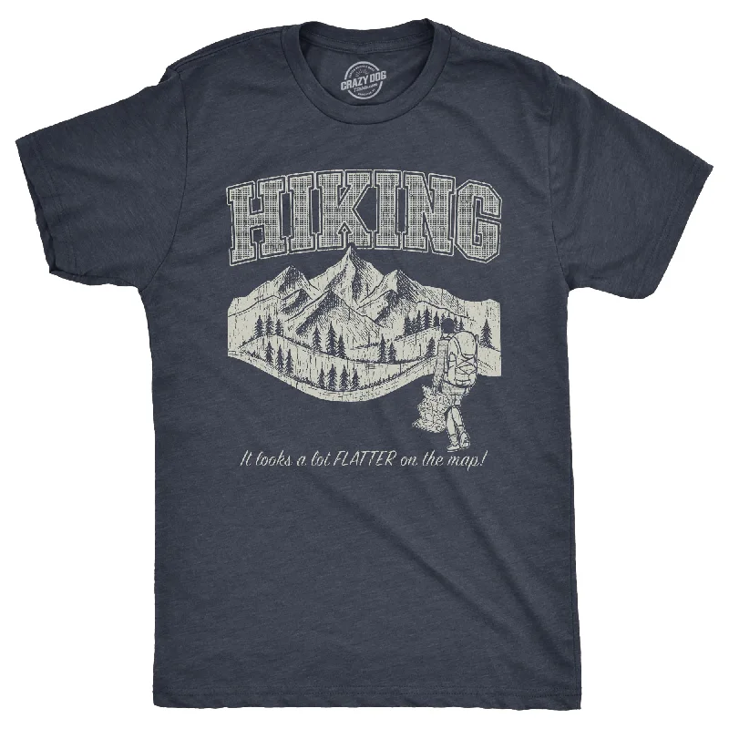 men's slim-fit shirts for weddings-Hiking It Looks A Lot Flatter On The Map Men's T Shirt