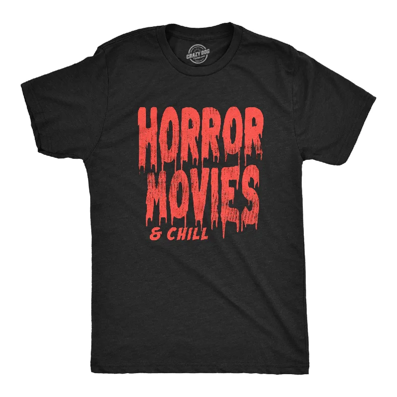 men's shirts with cuffed sleeves-Horror Movies And Chill Men's T Shirt