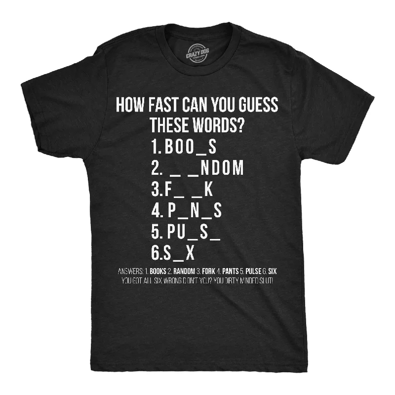 men's slim-fit plaid shirts-How Fast Can You Guess These Words Men's T Shirt