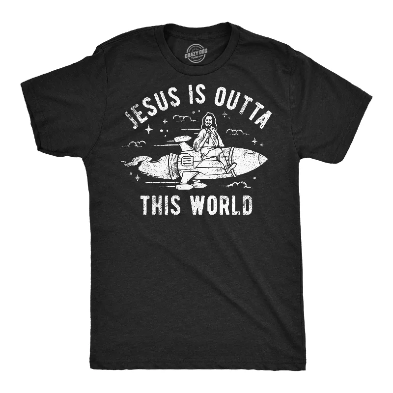 men's long sleeve shirts with French cuffs-Jesus Is Outta This World Men's T Shirt