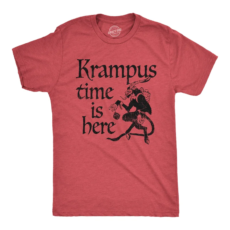 men's easy-care shirts for travel wear-Krampus Time Is Here Men's T Shirt