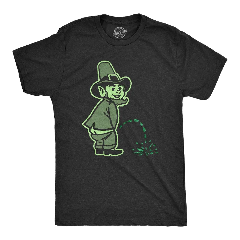 men's breathable cotton shirts for summer-Leprechaun Peeing Glitter Men's T Shirt