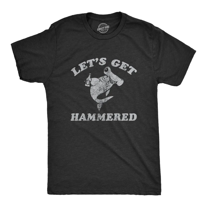 men's stylish office shirts-Lets Get Hammered Shark Men's T Shirt