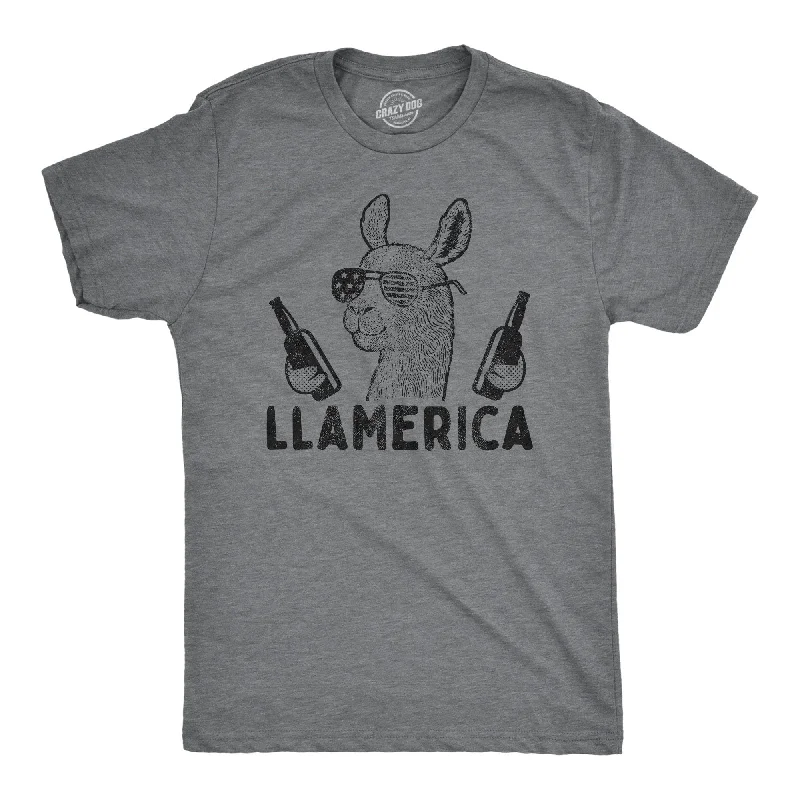 men's shirts with modern patterns-Llamerica Men's T Shirt