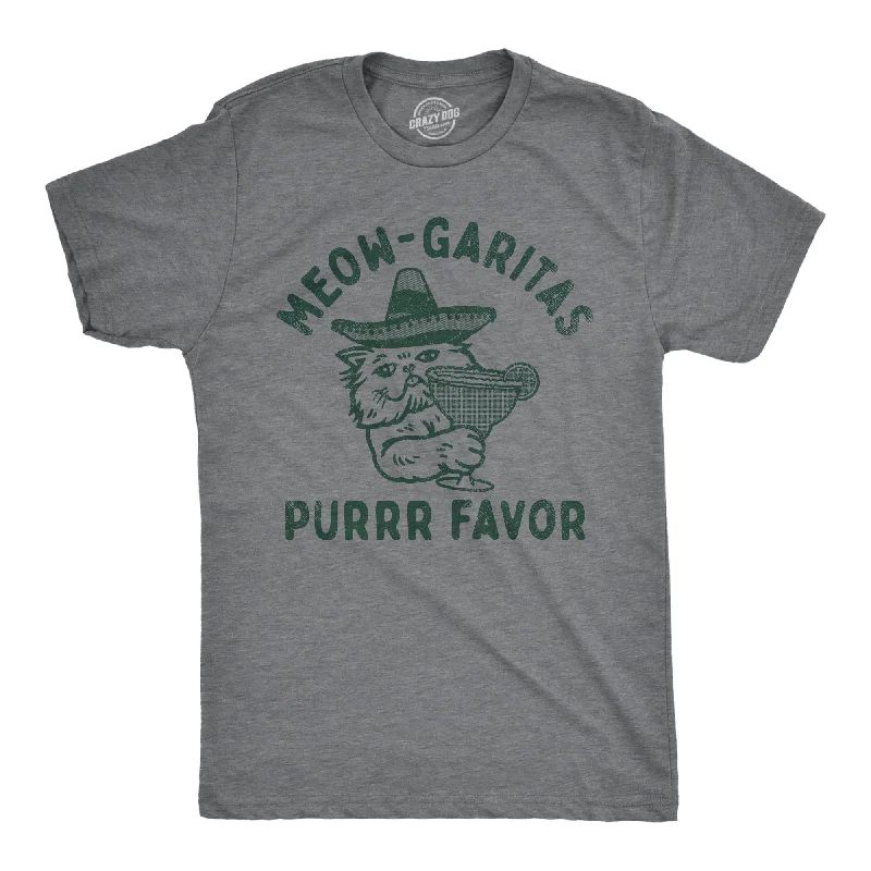 men's shirts with detailed button accents-Meow Garitas Purrr Favor Men's T Shirt