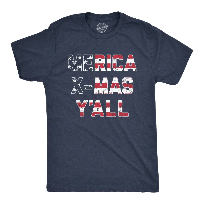 men's shirts with colorful designs-Merica X-Mas Y'All Men's T Shirt