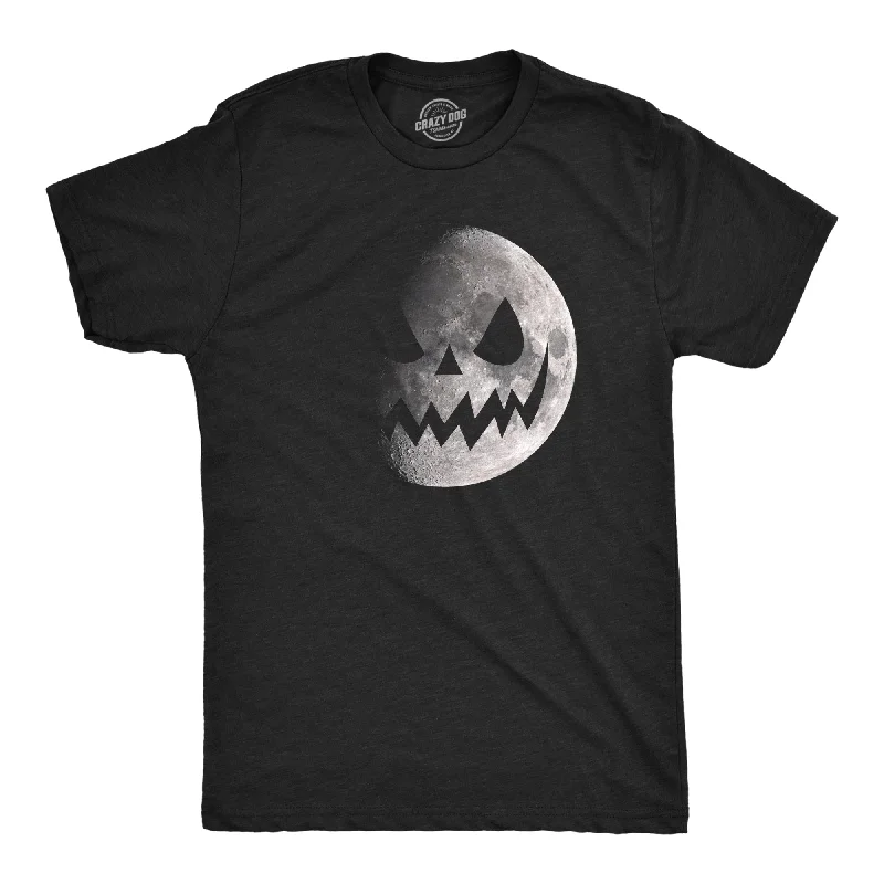 men's easy-care wrinkle-free shirts-Moon Jack O Lantern Men's T Shirt