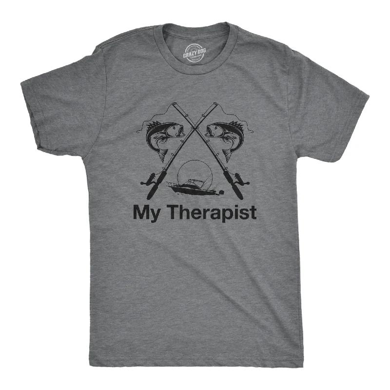 men's business shirts with French cuffs-My Therapist Fishing Men's T Shirt