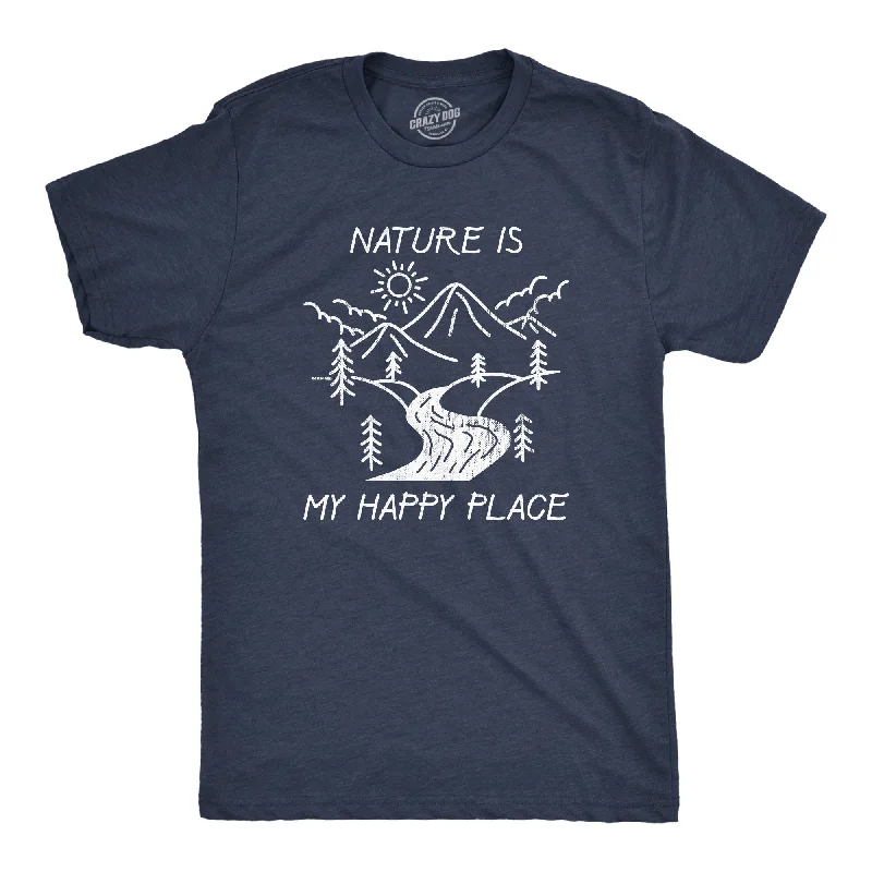 men's shirts for family events-Nature Is My Happy Place Men's T Shirt