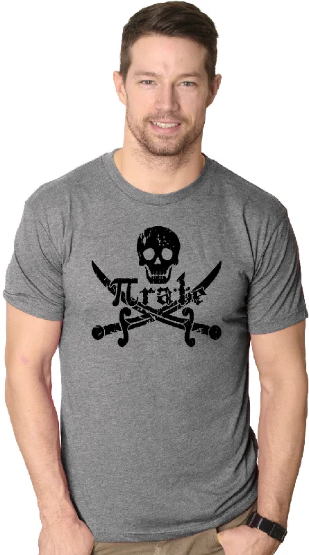 men's trendy button-up shirts-Pirate Skull And Crossbones Men's T Shirt