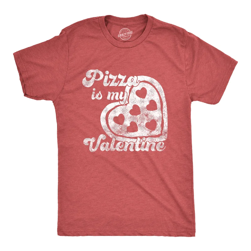 men's shirts for casual dinners-Pizza Is My Valentine Men's T Shirt