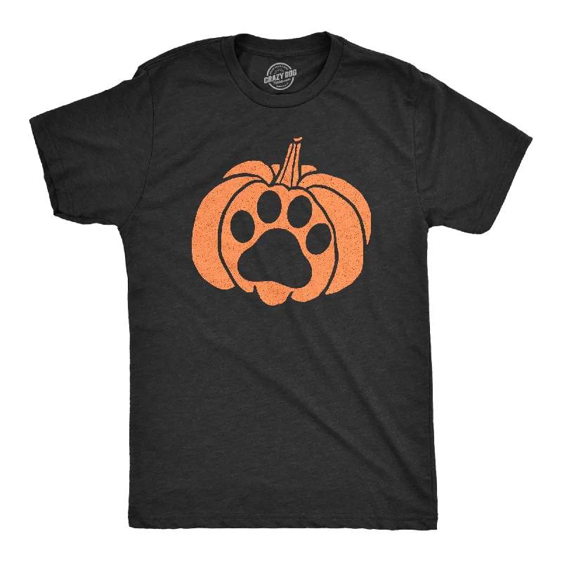 men's easy-care shirts for travel-Pumpkin Paw Men's T Shirt