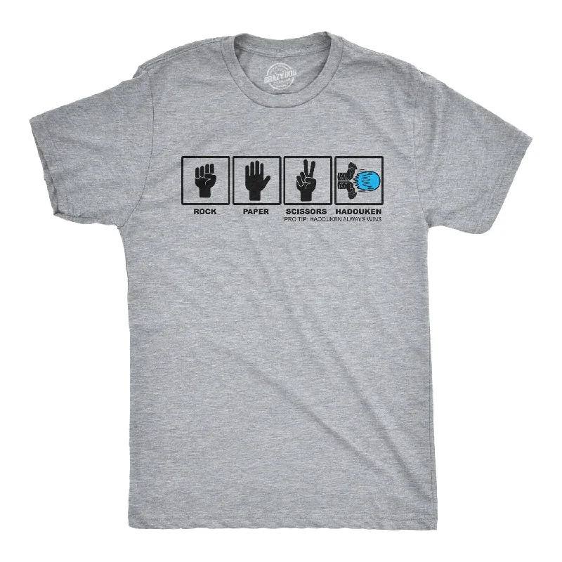 men's shirts with custom designs-Rock Paper Scissors Hadouken Men's T Shirt